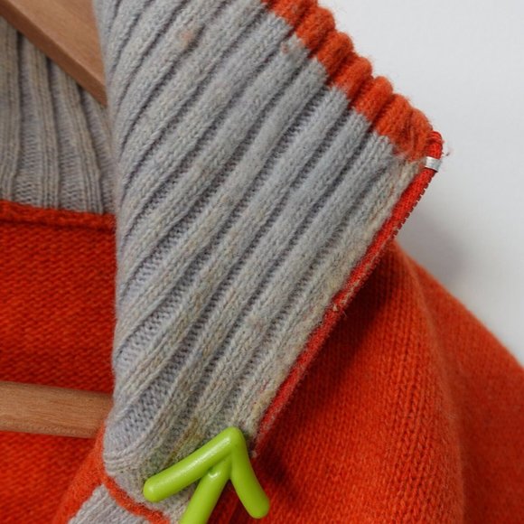 VINTAGE Argyle Wool Sweater Mens Small Knit‎ Orange Jumper Italian 90s LPT ITALY - Picture 9 of 14